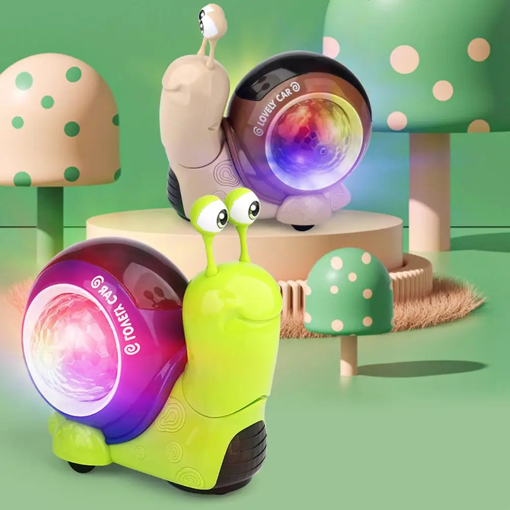 Brinquedos elétricos do caracol para crianças, caranguejos rastejando, luzes de projeção musicais interativas sensoriais Baby Walking Pet eletrônico, presente da criança