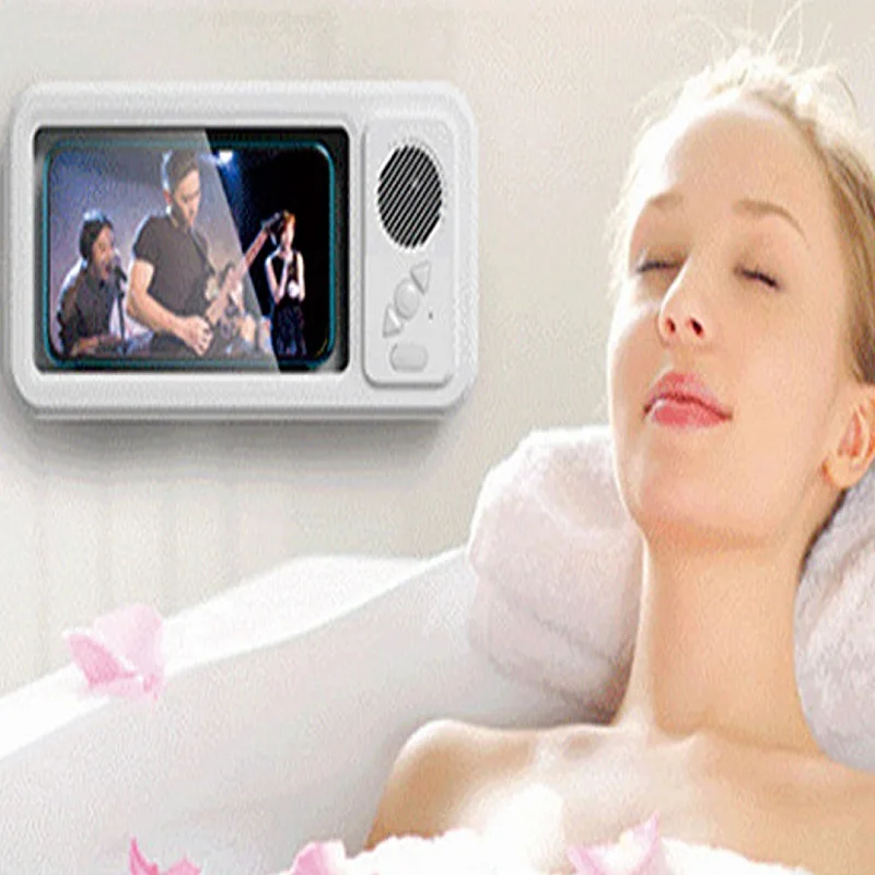 

Safe Waterproof Shower Phone Case Bluetooth Speaker with Touchscreen Mobile Wall Mount Holder for Bathroom,Swimming Pool & Beach