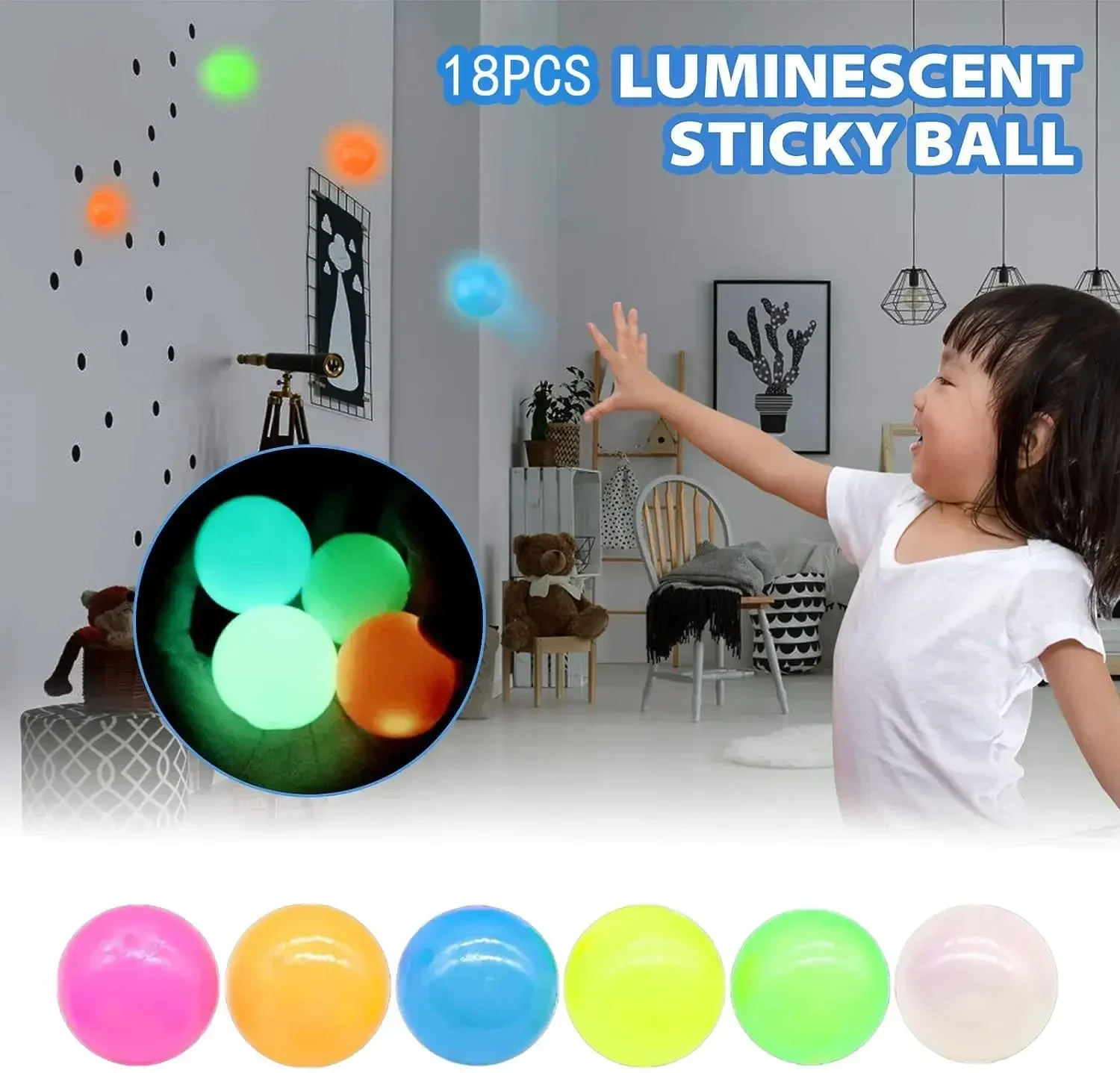 Glow-In-The-Dark Stick Dream Balls Glow-In-The-Dark Balloons Breathable Balloons Pinch Balloons Party Decorations Children\'s Gif