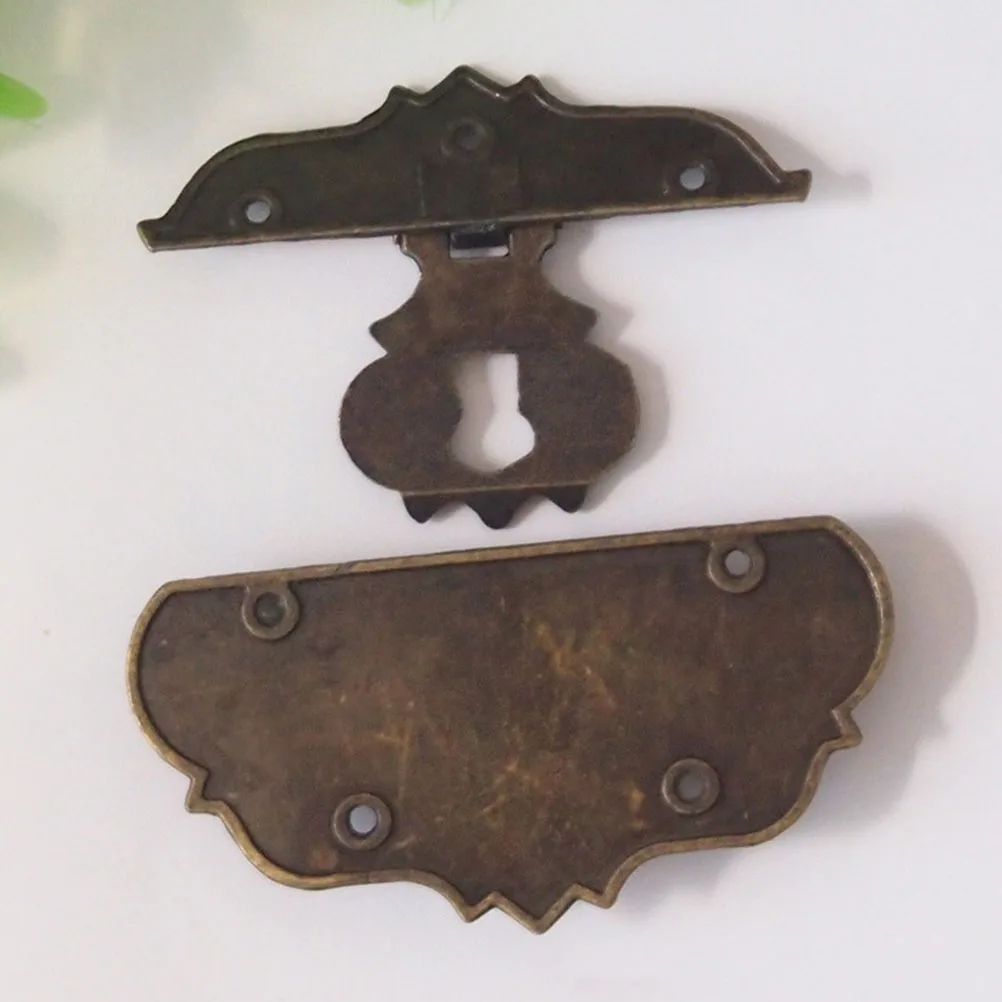 

2Pcs Vintage Cabinet Box Lock Buckle Zinc Alloy Durable Decorative Hasp for Gift Jewelry Wine Storage Case