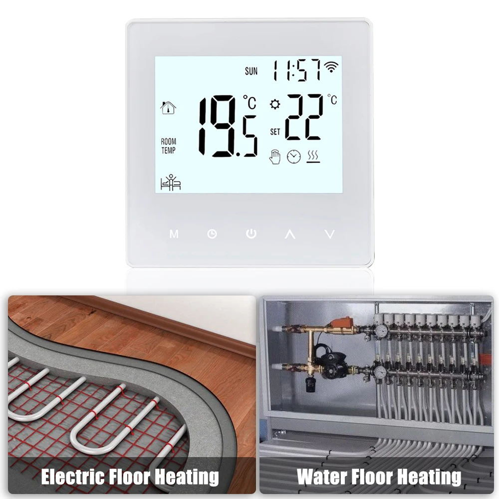 Smart Tuya WiFi Thermostat 3A/16A Digital Programmable LCD Display Electric/Water Underfloor Heating Temperature Controller