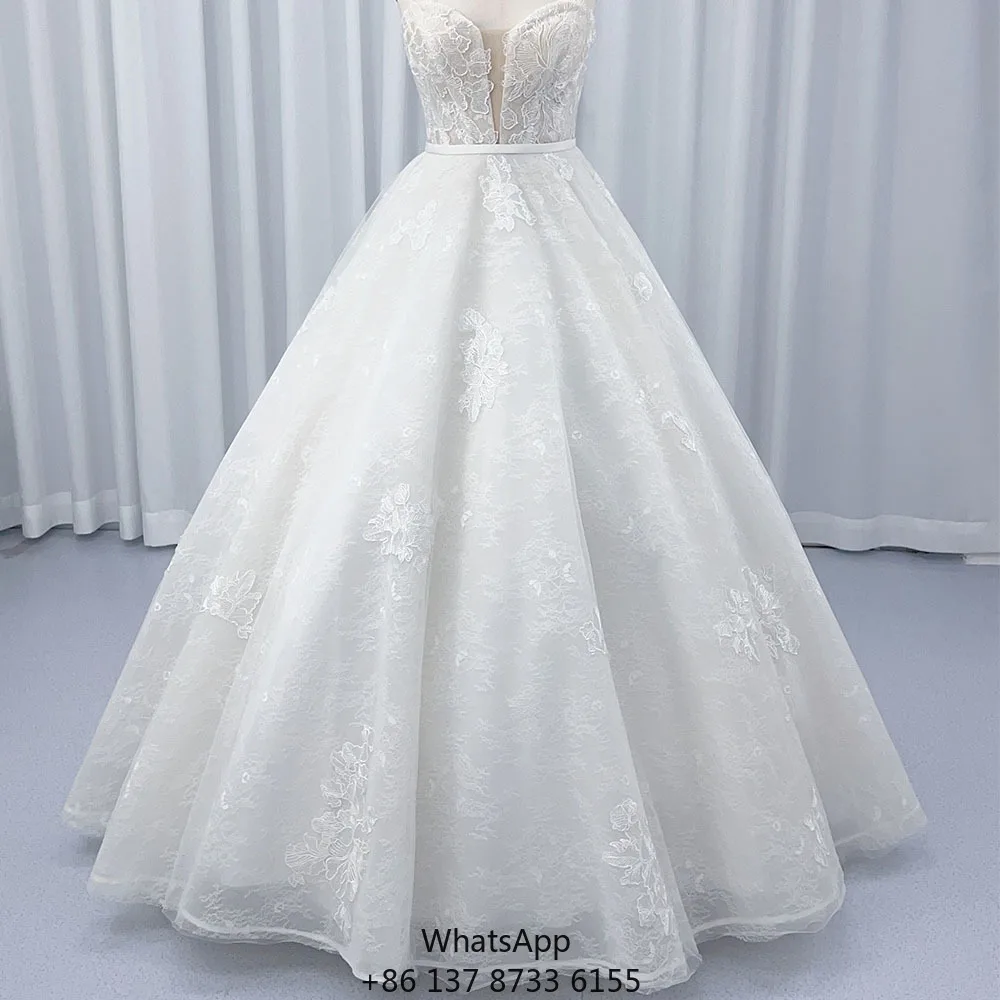 

HX59 Civil Sweetheart Lace Ball Gown Wedding Dresses With Belt