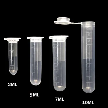 10 adet 2ML/5ML/10ML laboratuvar malzemeleri örnek şeffaf mikro plastik santrifüj tüp Test tüpü klip laboratuvar konteyner kapak