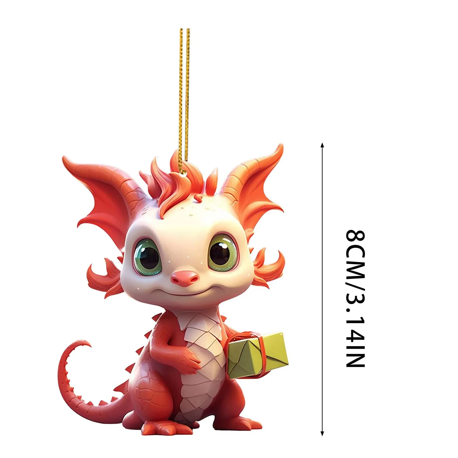 New 2D Acrylic Christmas Cute Dragon Baby Hanging Ornament Tree Charm Decorations Realistic Dragon Keychain Window Decor Gifts