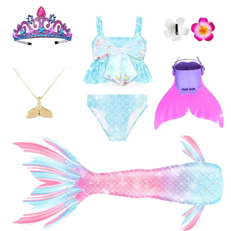 Girls The Little Mermaid Cosplay Costume Princess Ariel Swimming Mermaid Tail With Bikini Bathing Suit Costume