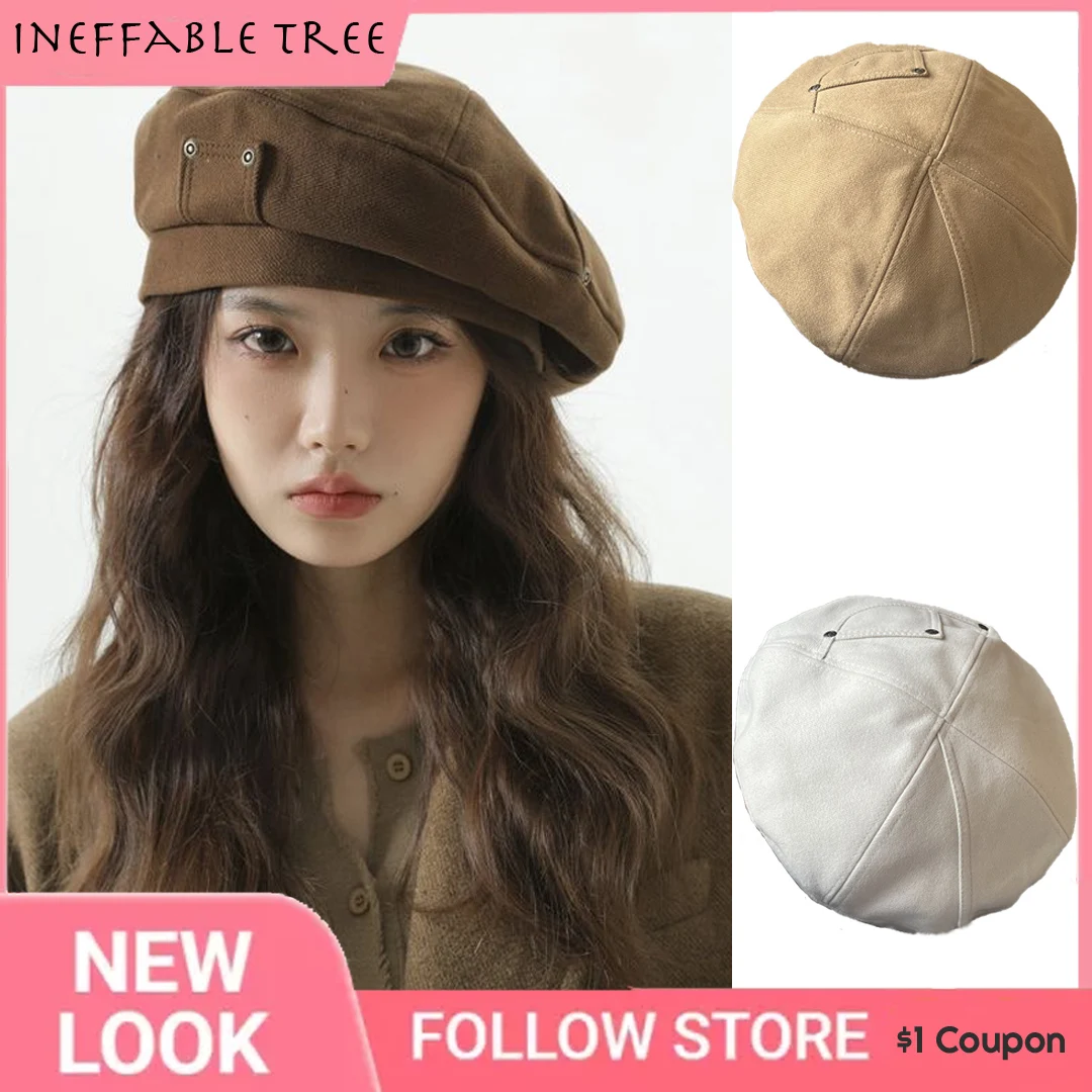 

Maillard Literary Artistic Brown Woolen Berets Hats for Women Autumn Winter Japanese Retro Versatile Octagonal Painter Hat Gorra