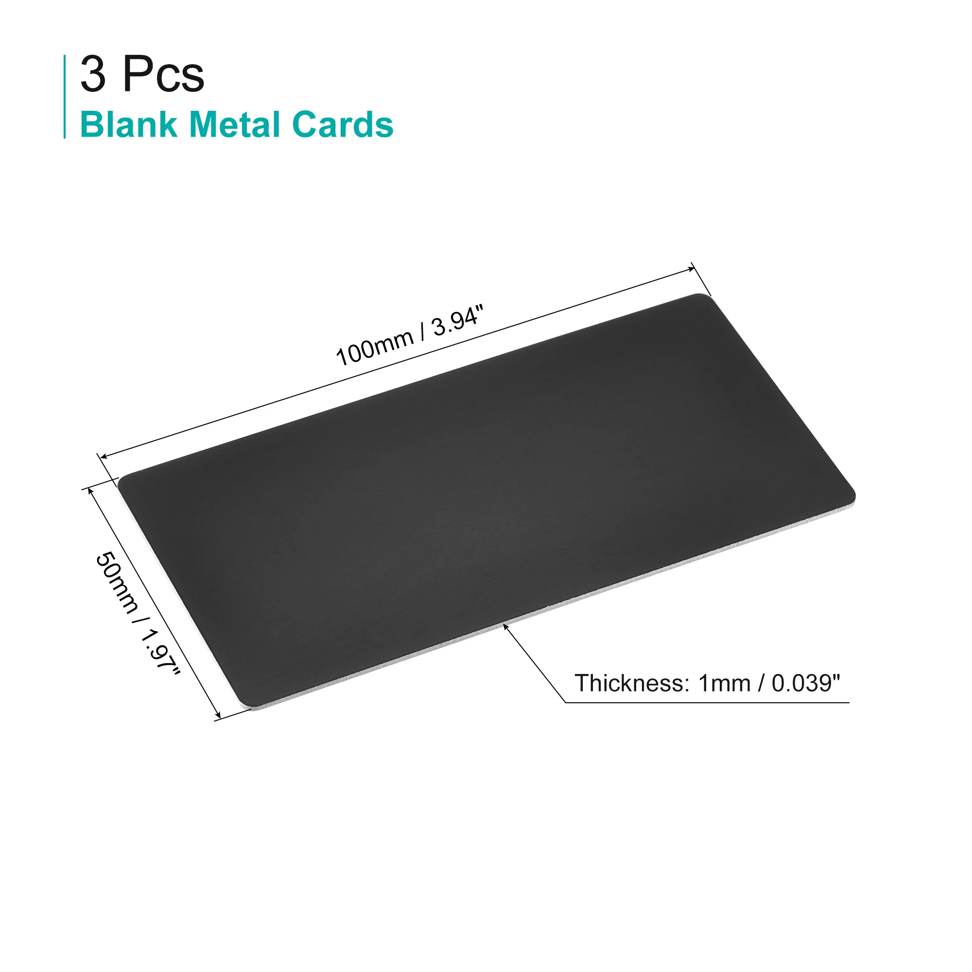 Uxcell Blank Metal Card 100x50x1mm Anodized Aluminum Plate Black 3 Pcs for Laser Engraving