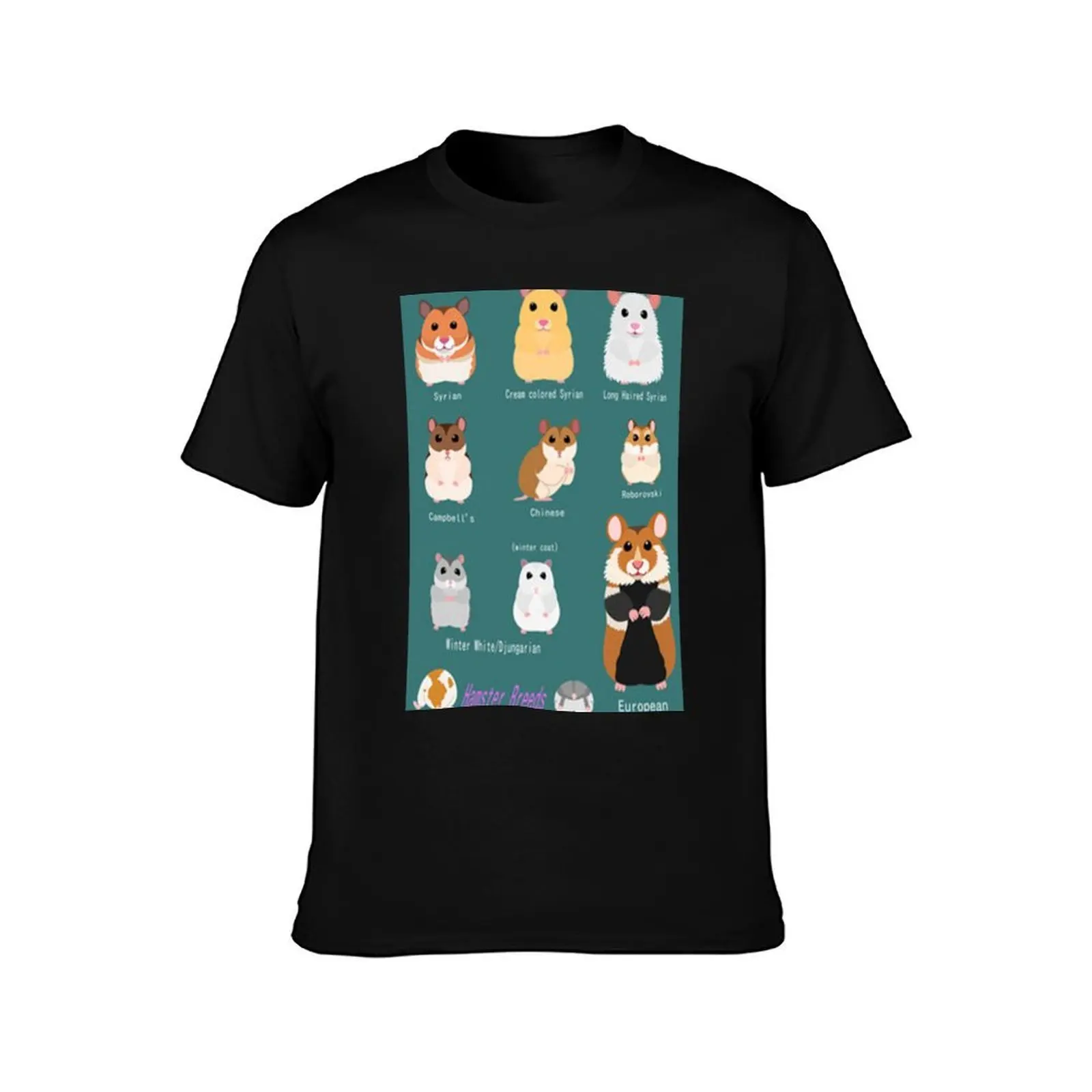Hamster Breeds syrian hamster T-Shirt, Summer Casual Cotton Tee, Oversized Streetwear Tops, Vintage Graphic Print, 100% Cotton