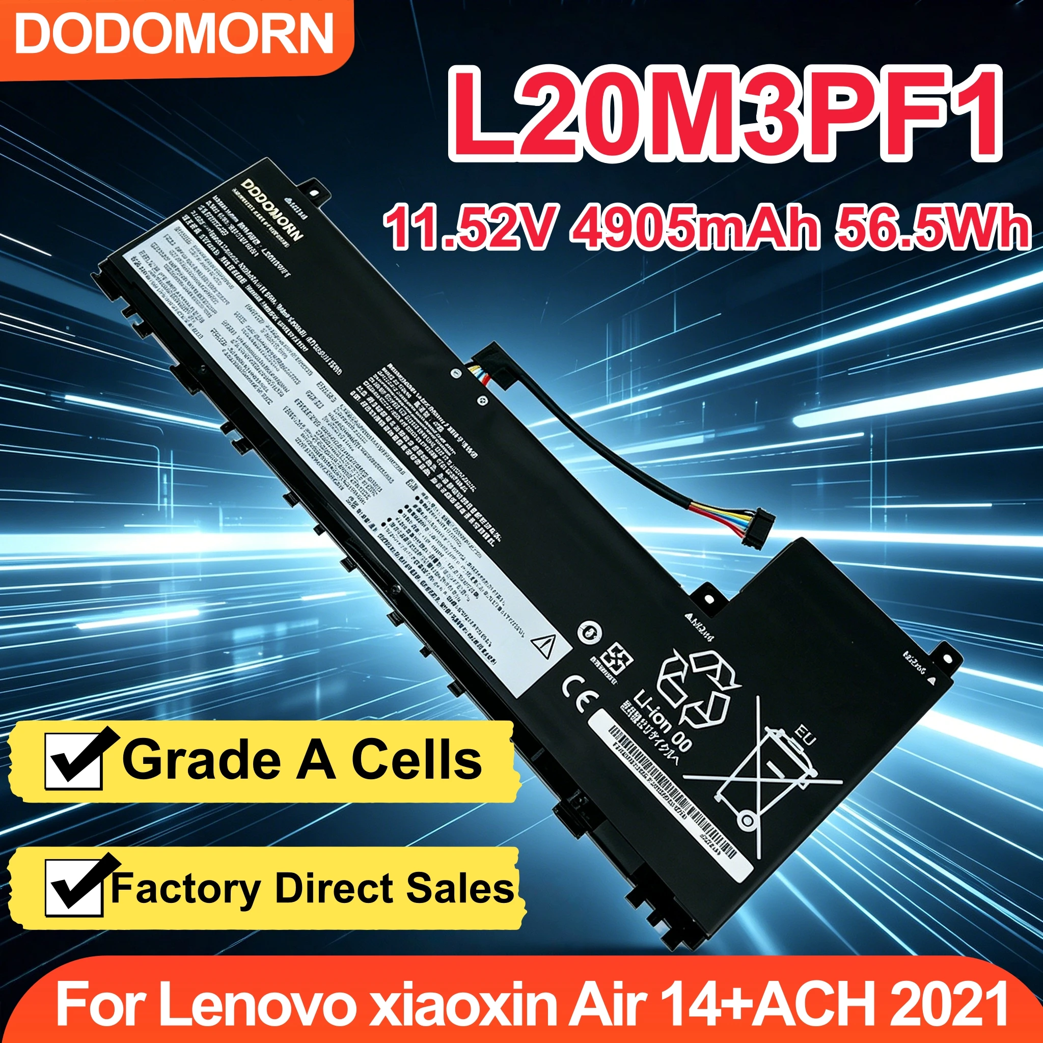 

NEW L20M3PF1 Battery for Lenovo XiaoXin Air 14 ACH ITL ACN 2021 IdeaPad 5 Pro 14ITL6 14ACN6 14ARH7 14IAP7 SB11B44631 L20C3PF1