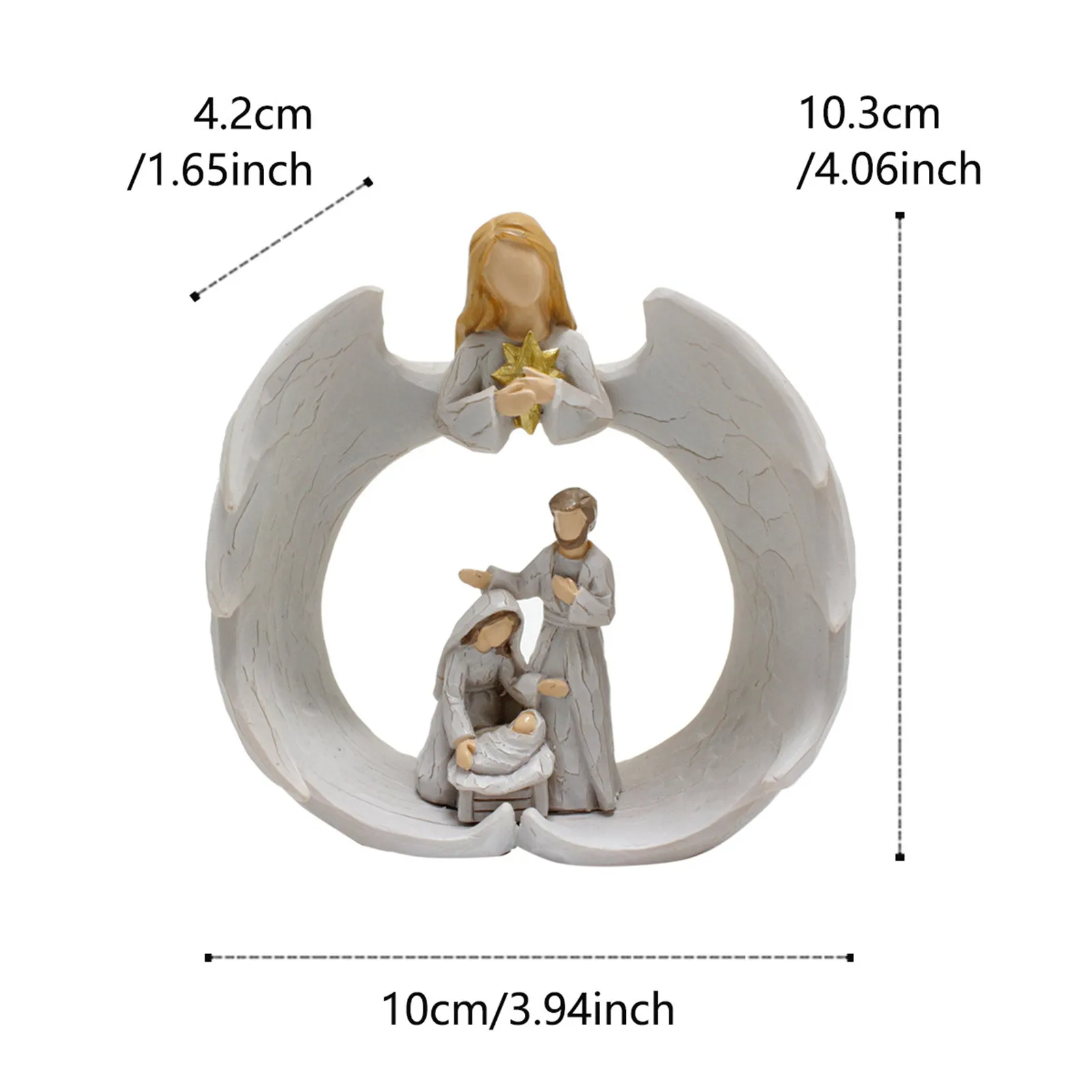 Angelic Guardianship Nativity Statue Resin Manger Group Figurines Jesus Christian Catholic Religious Home Christmas Decorations