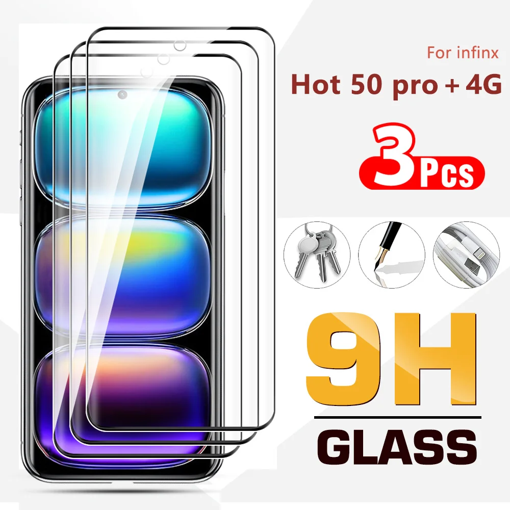 3pcs infinxHot 50pro＋ 4G Protective Glass For Infinix Hot 50 Pro Plus Hot50pro＋ 20D Curved Edge screen protector Front Glass