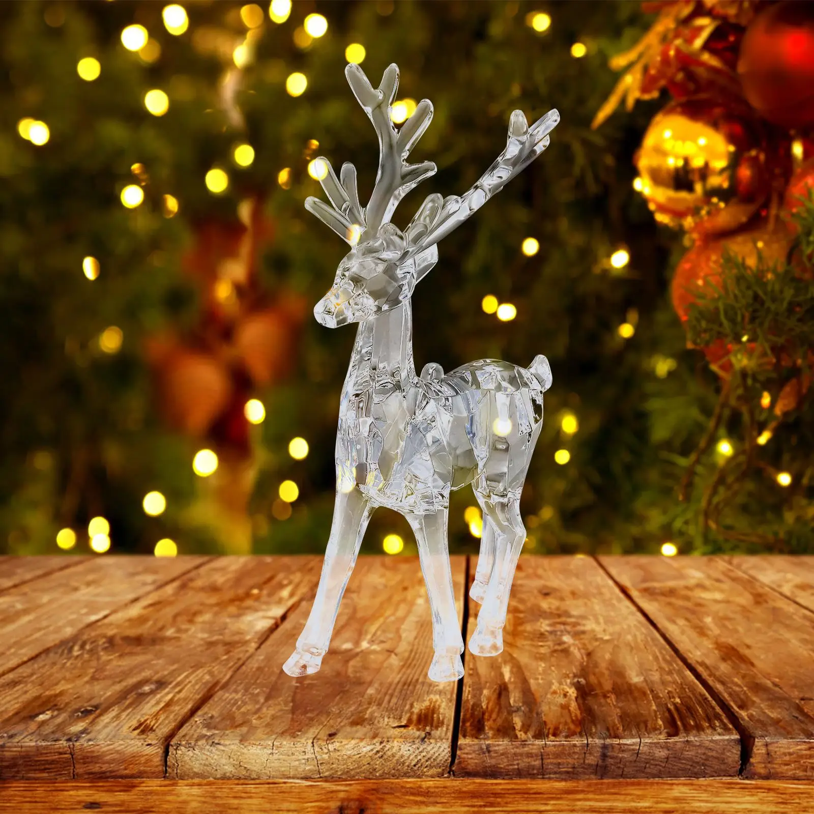 

2pcs Plastic Crystal Deer Figurines Transparent Reindeer Desktop Ornament Christmas Decoration Desk Accessories Furniture