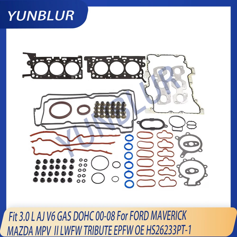 

Engine Parts Full Gasket Set Fit 3.0 L AJ V6 GAS DOHC 00-08 For FORD MAVERICK MAZDA MPV ⅡLWFW TRIBUTE EPFW OE HS26233PT-1