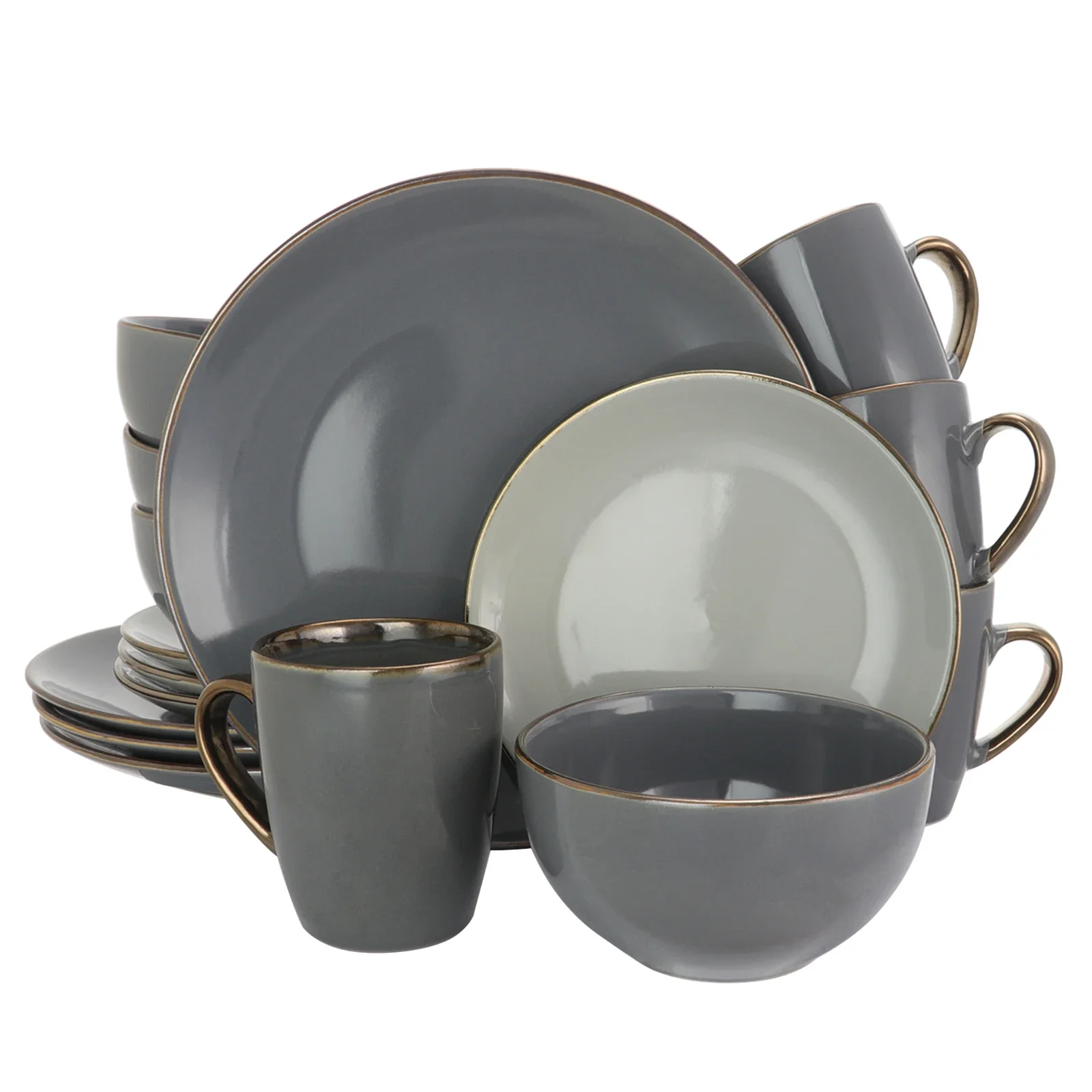 

Tahitian Grand 16-Piece Dinnerware Set Featuring Stone and Slate Finishes