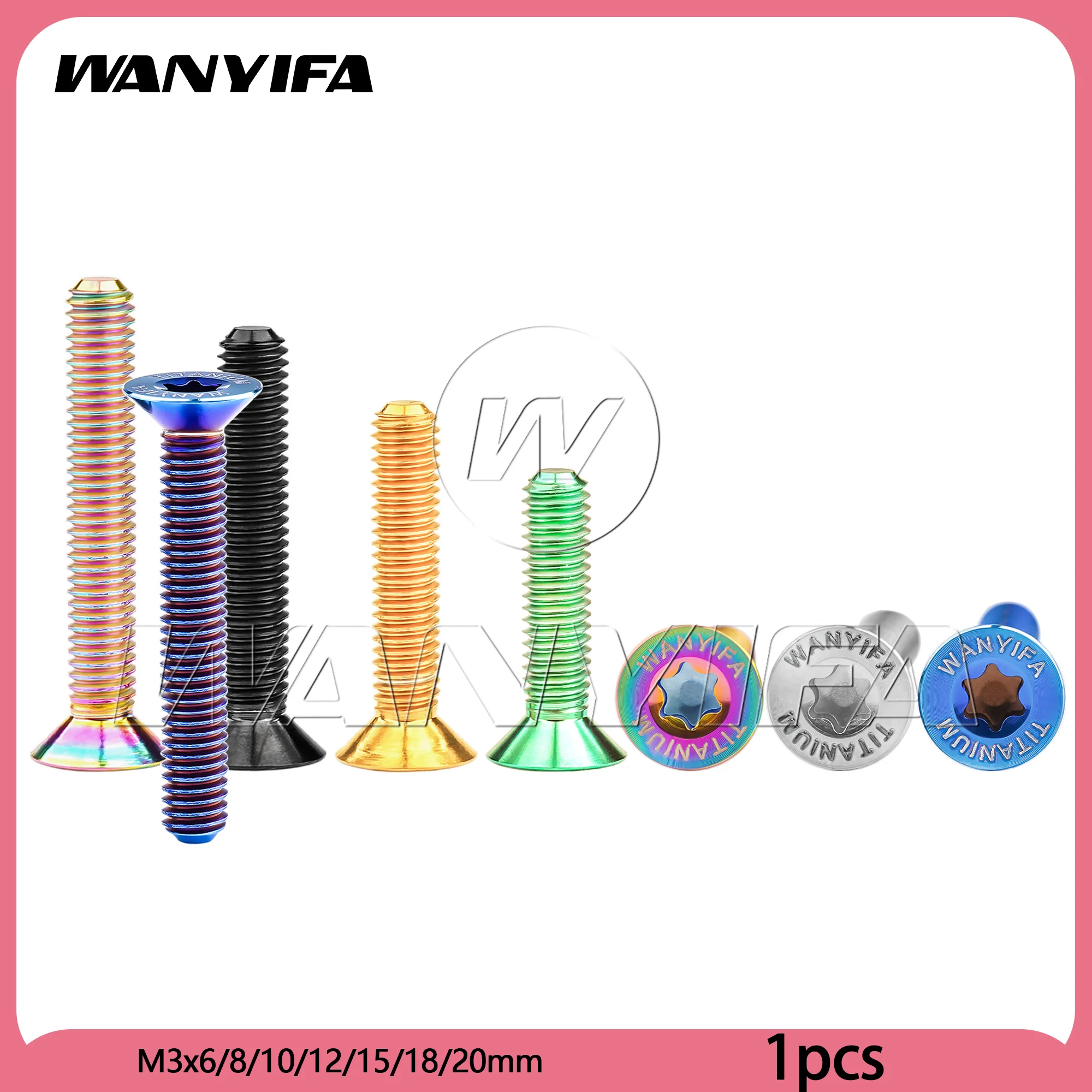 

Wanyifa Titanium Bolt M3x6/8/10/12/15/18/20mm Countersunk Head Cap Screws With Laser Marking for Bicycle Screws