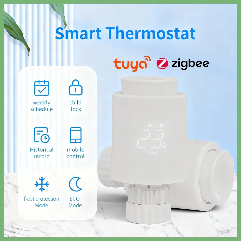 

Tuya ZigBee Thermostat Radiator Valve Actuator Smart Life Control Energy-Saving Temperature Supports Alexa Google Home Assistant