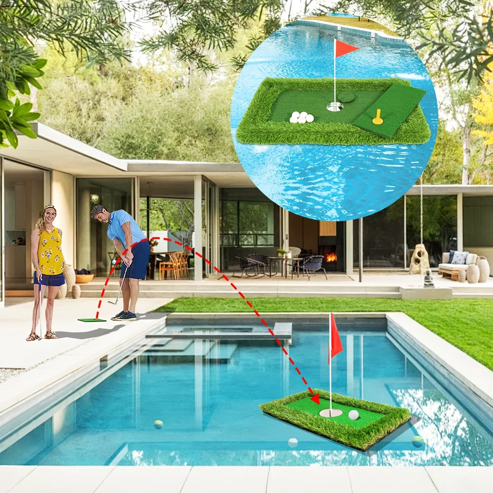 Floating Golf Chip Putting Mat for Pools and Ponds, Indoor and Outdoor Golf Games, Mini Water Golf,30cmx60cm.