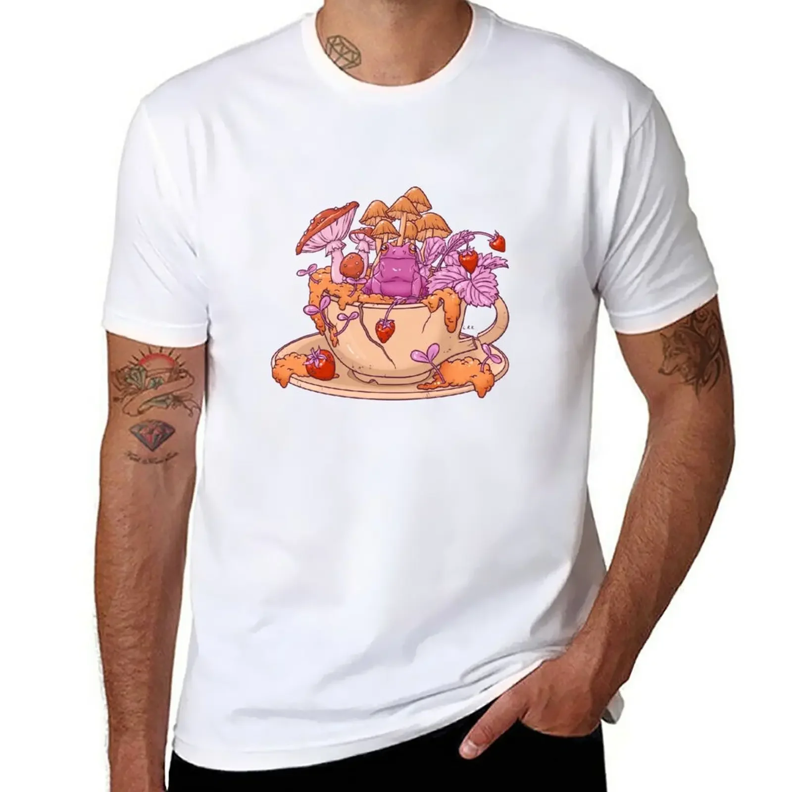 New Sapphic Frog Toadstool Tea Cup T-Shirt anime figures Blouse Men's t shirts