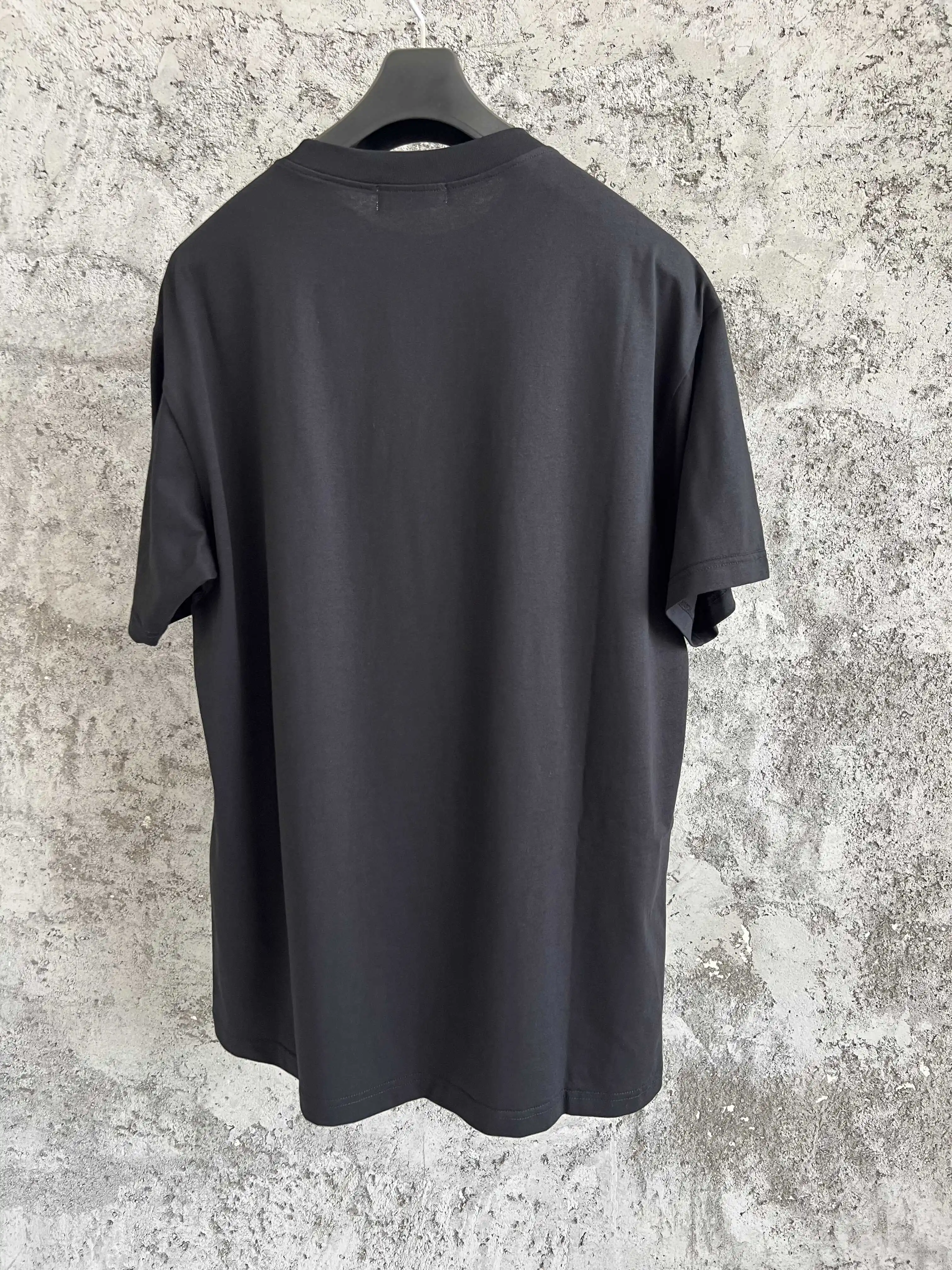 Fashionable printed pure cotton black dictionary, trendy, casual, loose and personalized pullover with a round neck