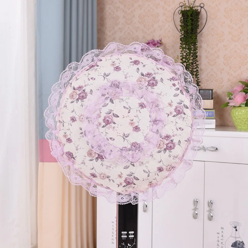 Pastoral Style Lace Electric Fan Cover Round All-inclusive Standing Fans Protecter Anti-pollution Dust Prevention Fan Dust Cover