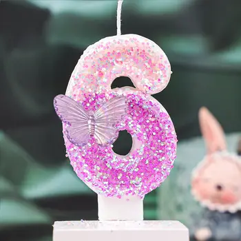 熱賣! 0-9數字漸層紫蝴蝶蠟燭 - 女孩和女神生日可愛蛋糕裝飾蠟燭 10 最佳銷售 蝴蝶蠟燭 - №7