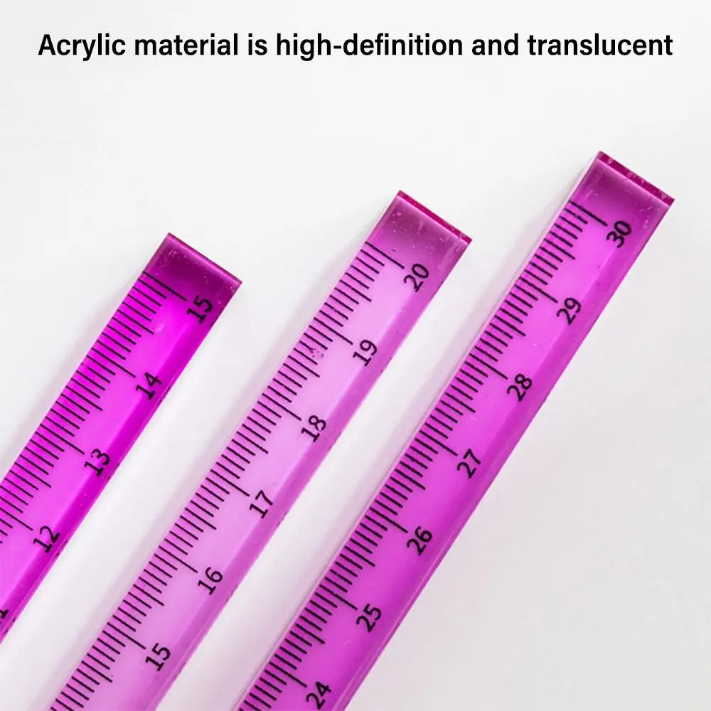 High Quality 20CM Straight Ruler Gradient Color Transparent Scale Ruler Acrylic Cube Ruler Creative Stationery