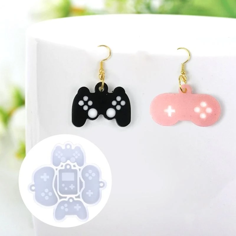 A52E DIY Shiny Glossy Game Handle Earrings Mold Charms Mould Resin Epoxy Jewelry