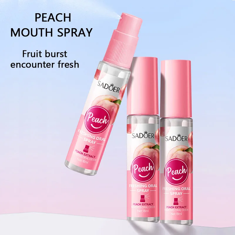 18/54ml peach fresh oral spray, bad breath elimination spray, long-lasting fragrance, mild, non-irritating, alcohol-free