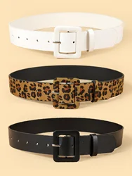 Leopard Button Wide Belt Women's Skirt Sweater dress Decorative Belt Imitation Leather Alloy Buckle Belt