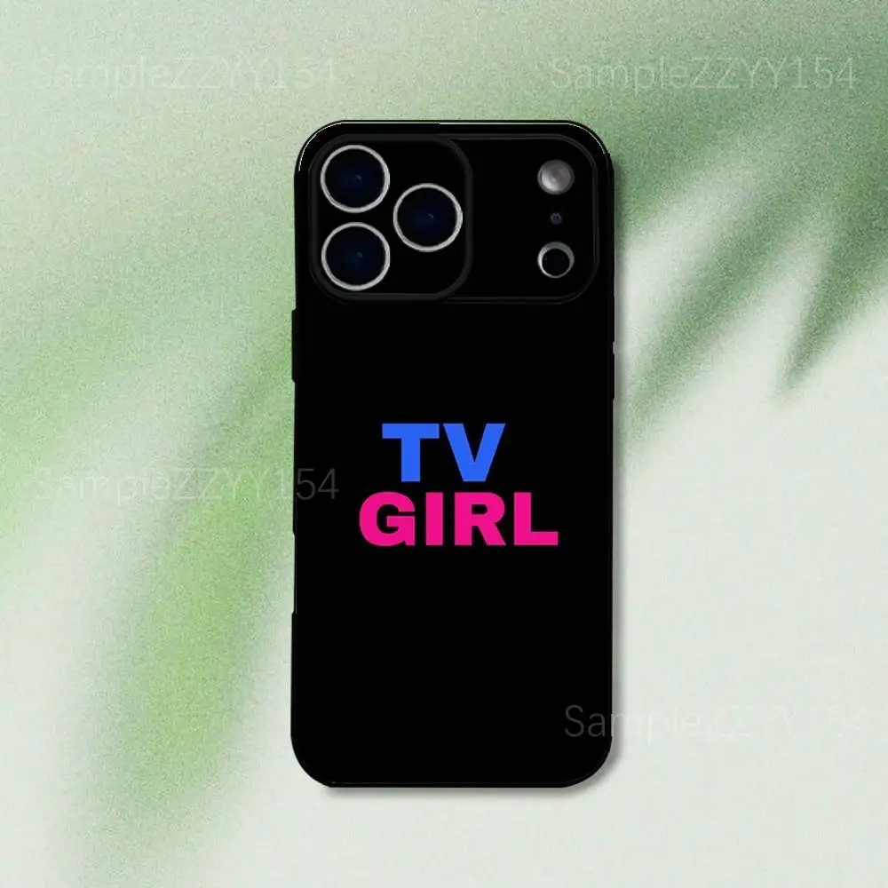 Funda de teléfono T-TV Girl Band para iPhone 17,16,15,14,13,12,Pro,Max,Plus,E,SE4,Air,Mini Funda suave negra