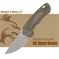 Nightwolf N04 cuchillo de bolsillo plegable , herramienta EDC para hombres, navaja, hoja de acero D2, autodefensa táctica, Camping, caza, supervivencia, pesca al aire libre