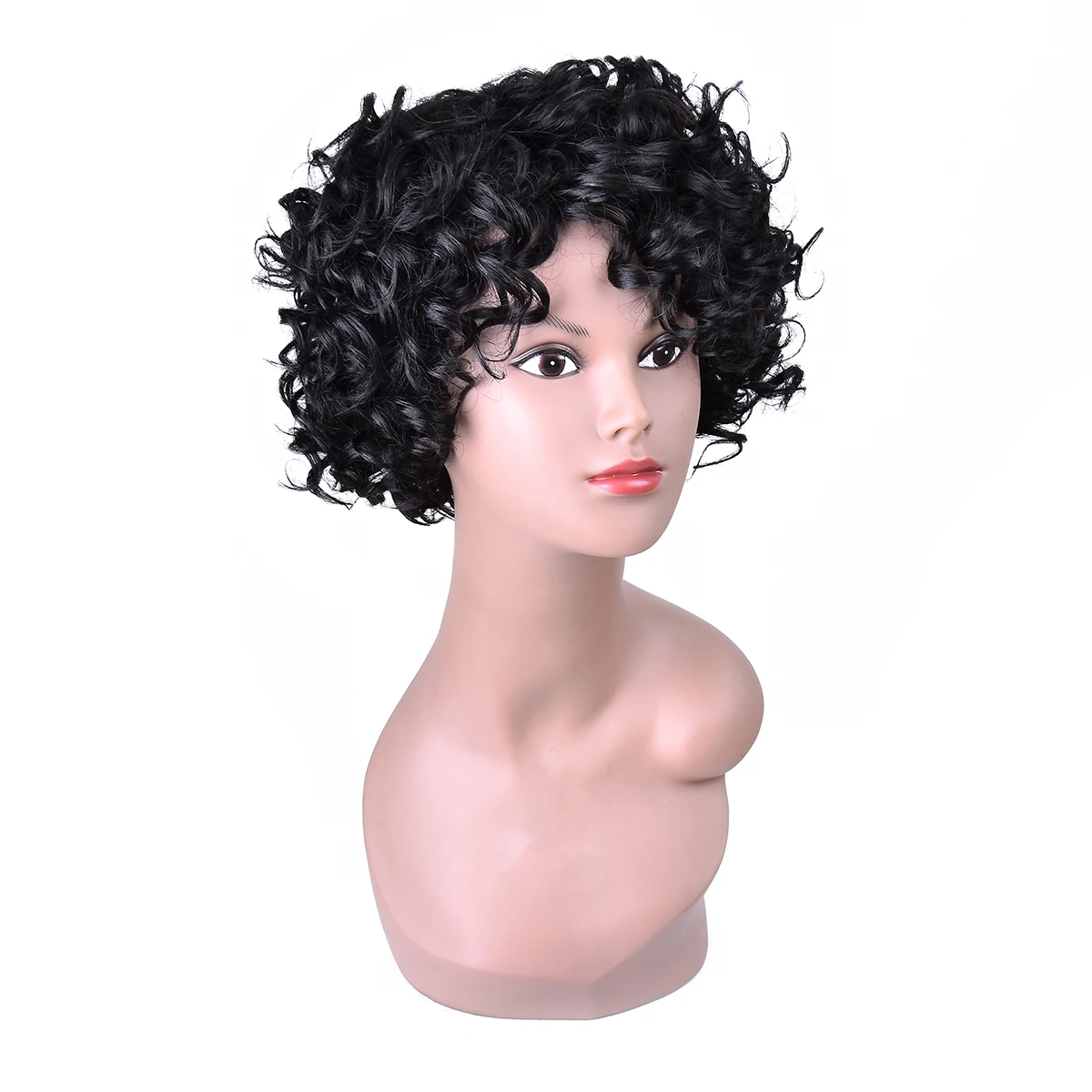 

Парик из натуральных волос Loose Deep Wave, машинной работы, без кружевной основы, с естественным видом, черный, кудрявый, для быстрой смены образа и косплея