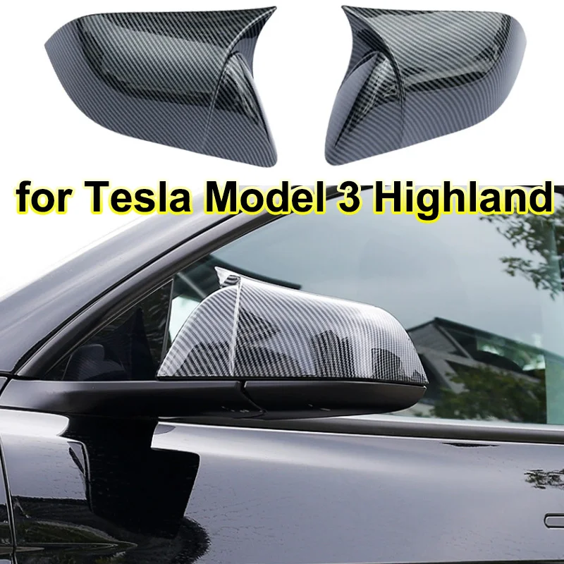 

for Tesla Model 3 Highland 2024 Rearview Mirror Protection Cover Carbon Fiber Pattern New Model3 Rear View Modified Accessories