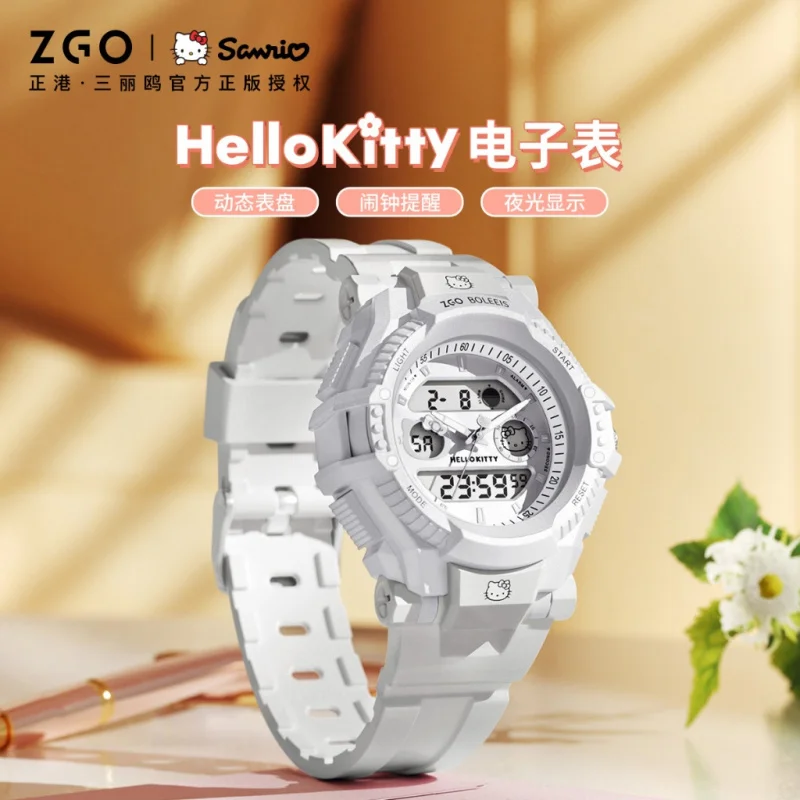 ZGO Sanrio Hello Kitty Kids Watch for Middle School Students, Multifunctional Dual Display Waterproof Digital Watch Gift 8391