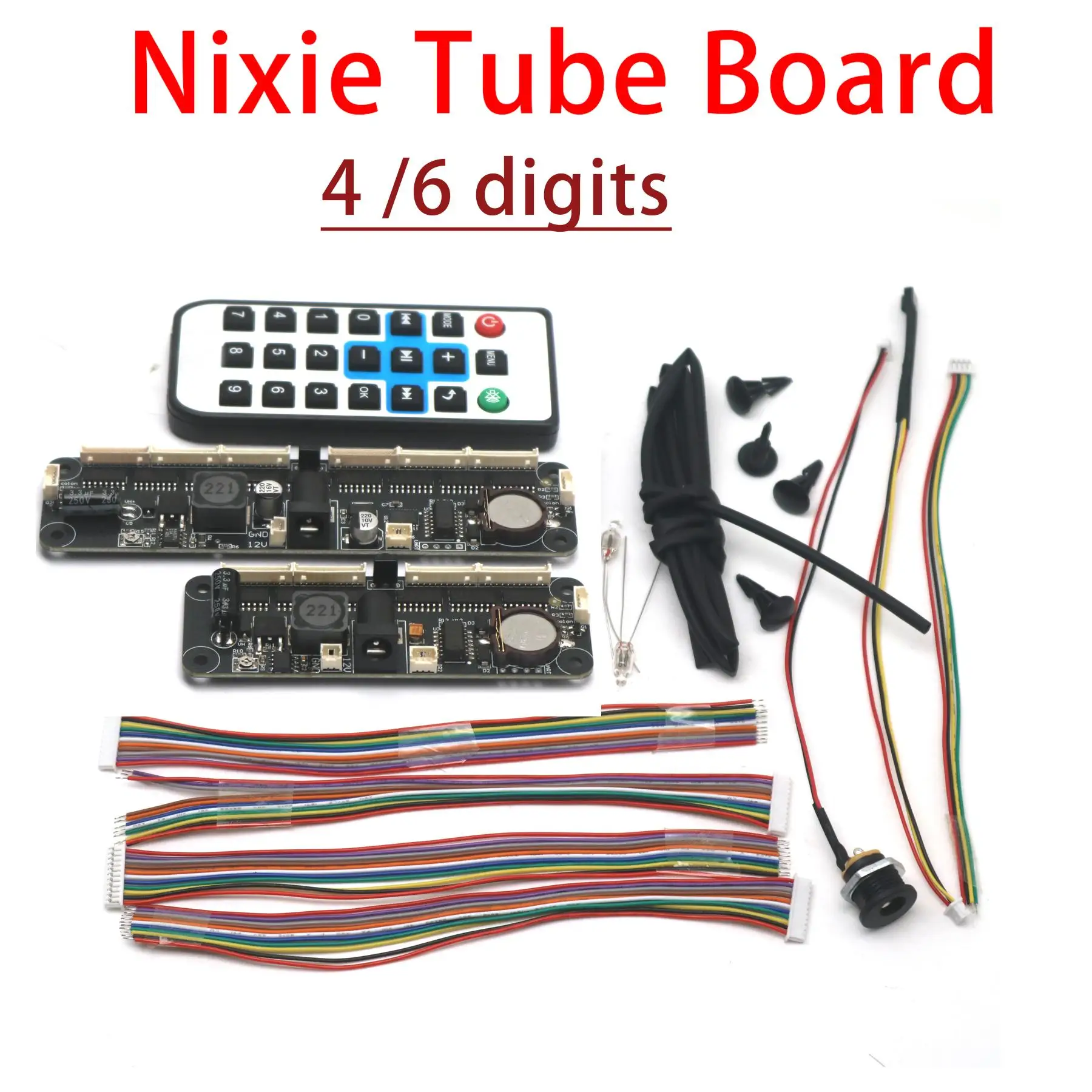 4/6Bit Universal Nixie Tube Clock Board Controller + Remote Control For IN12 IN14 IN18 IN8 QS30 SZ3-1 Tubes, 12/24H Display TIME