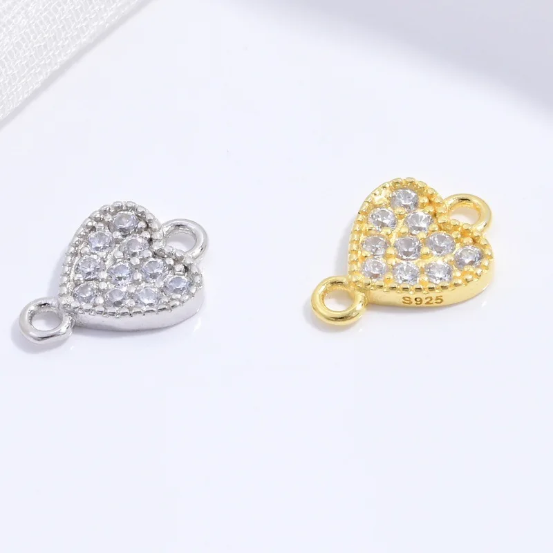 

Double Heart Connector Pendant S925 Sterling Silver Dual Loop Love Charm for Adjustable DIY Jewelry Niche Finding