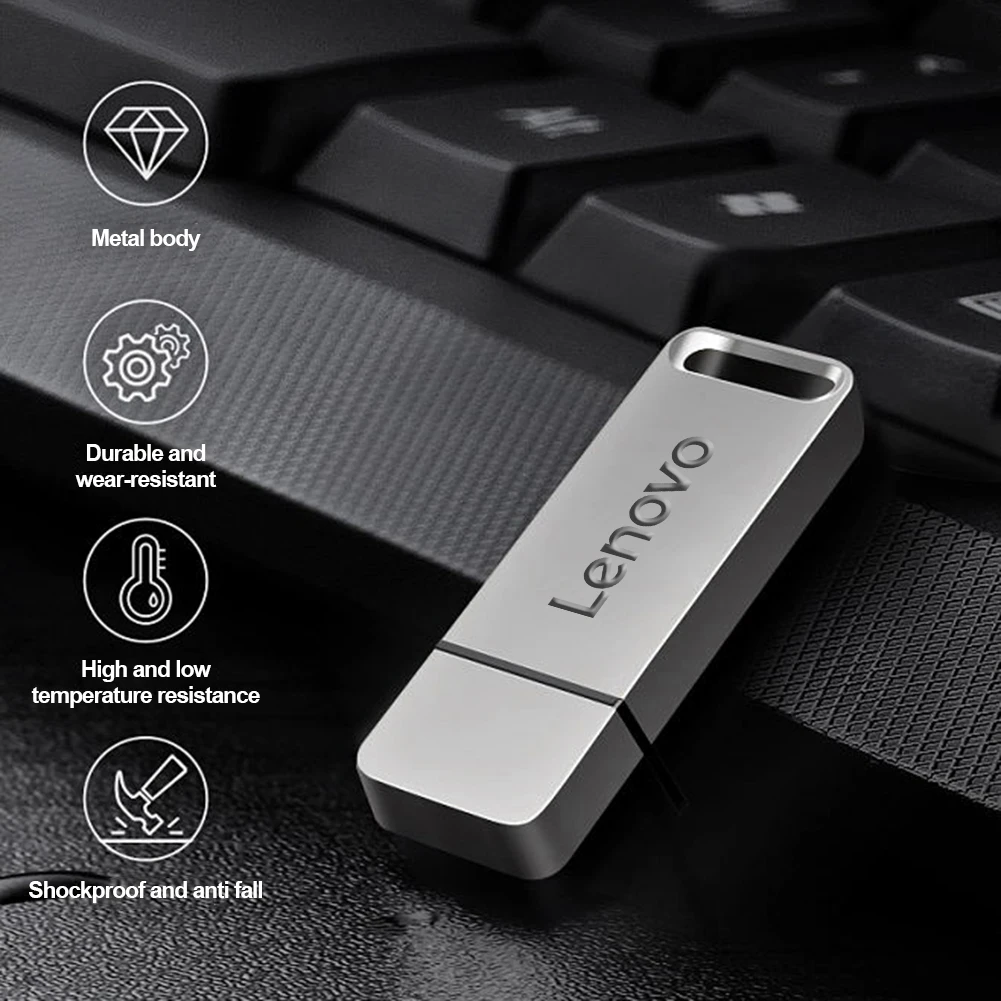 Lenovo USB-накопитель с высокоскоростной передачей, металлический U-диск, USB 3,1, ручка-накопитель, 2 ТБ, портативный SSD, водонепроницаемый Memoria, USB-накопитель