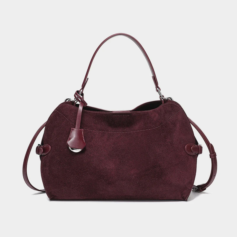 

Hifashion Vintage Suede Genuine Leather Tote Handbags For Women 2025 Luxury Designer Shell Office Ladies Shoulder Crossbody Bags