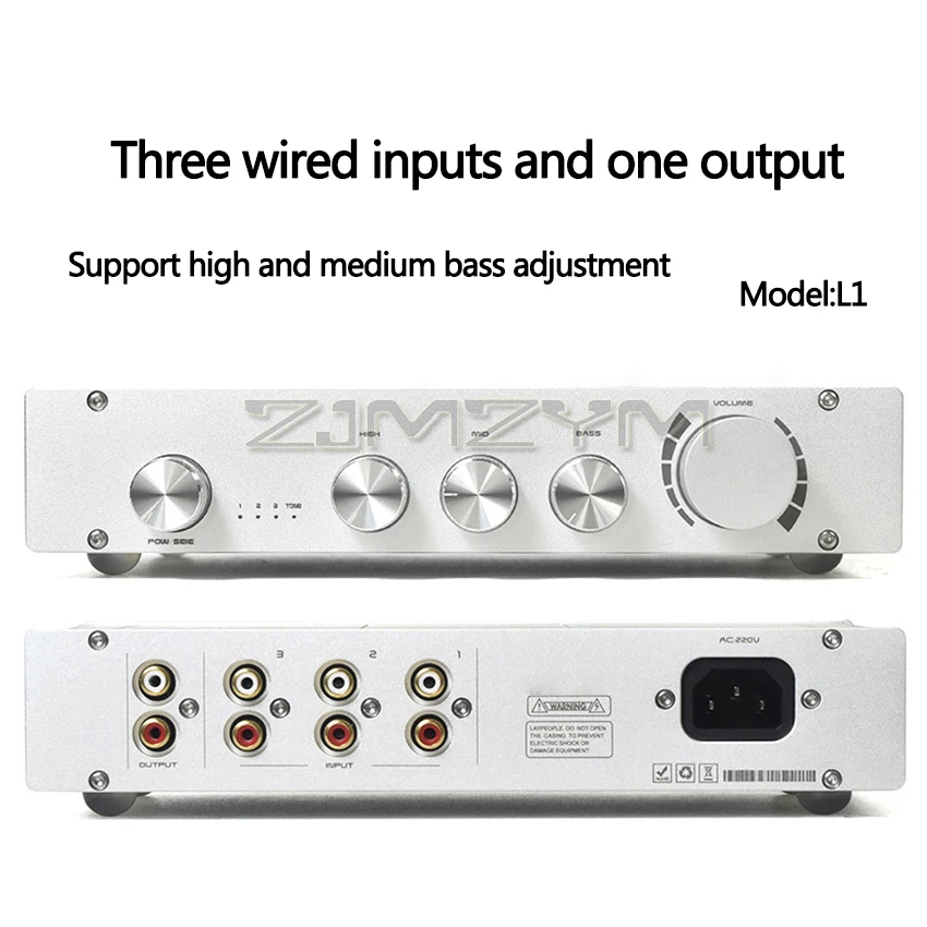 ZJMZYM L1/L1B Vorverstärker 2.0/2.1 Kanal Tone HIFI Vorverstärker Hohe, Mittlere und Bassanpassung Bluetooth 5.0 Dekodierung Schwarz / Silber 3