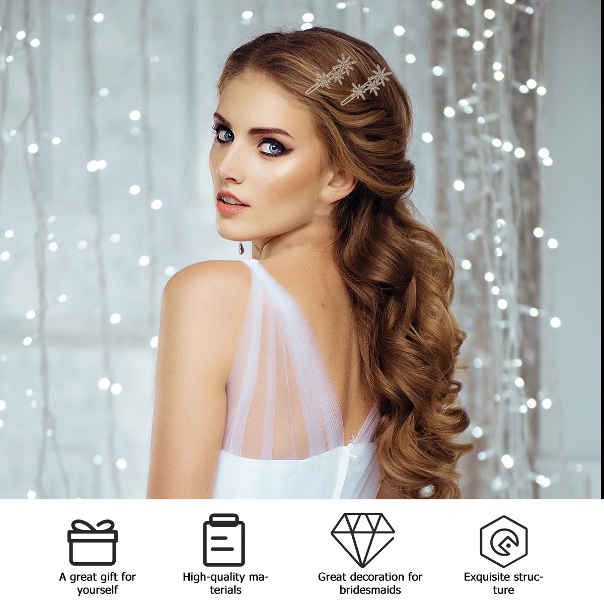 

Crystal Snowflake Hair Clips Shiny Rhinestone for Women Wedding Party Hair Accessories Fashion Bang Clip