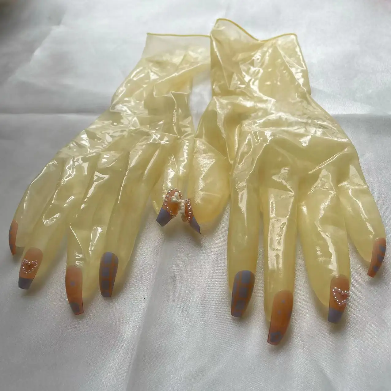 

Oiled Shiny Transparent Super Thin Latex Zentai Gloves Male To Female Sheer Cosplay Kigurumi Fetish Gloves