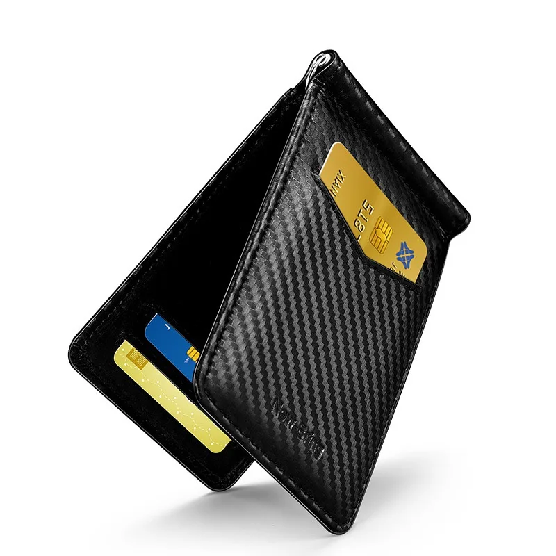 1PC New Men's Ultra-thin Money Clip Card Carbon Fiber Card Case Holder Multi Card Position Driver's License Leather Case