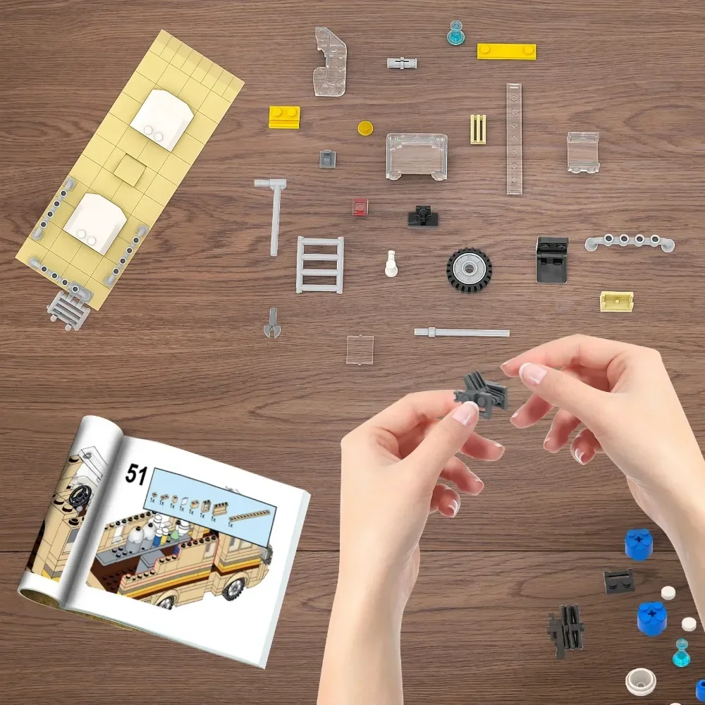 360Pcs Film MOC Breaking Bad RV Bus Auto Modell Bausteine Edacational Ziegel Spielzeug für Kinder Geburtstag Geschenk – Detail 6