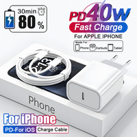 US EU Adapter PD 40W Fast Charger For Apple iPhone 15 13 12 11 14 17 16 Pro Max Type C Charger Charging Cable Phone Accessories