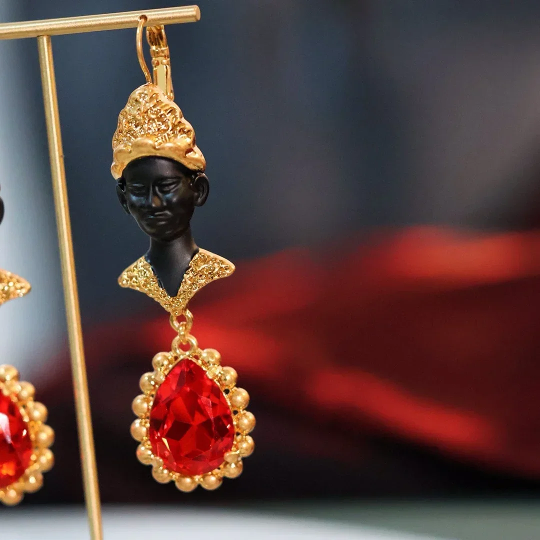 Black Moors ancient Egyptian red and sapphire earrings for men and women