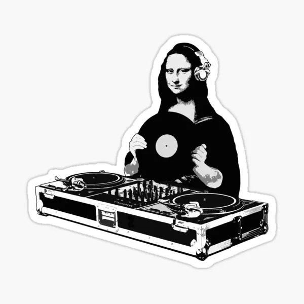 Dj Mona Lisa 5 pièces autocollants pour décorations pour la maison autocollants bouteilles d'eau murales salon Art mignon dessin animé fond chambre drôle