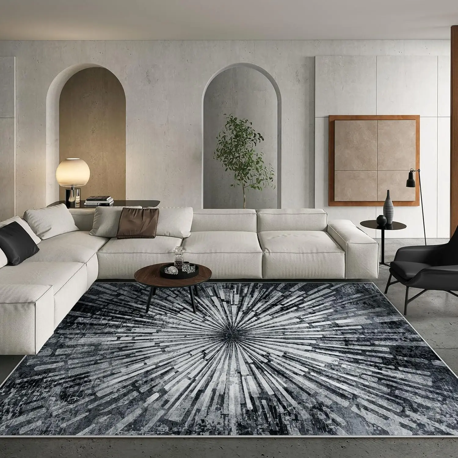 Modern Area Rugs Low-Pile Soft Bedroom Rug,Washable Abstract Splash Living Room Rug Large Floor Carpet for Kids Playroom Nursery