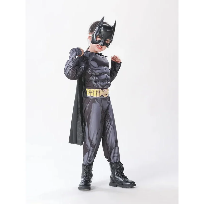 SN55Batmans Cosplay Costume Boys Girls Superhero Batma Cosplay Muscle Costumes Jumpsuit Bodysuit Mask Suit Halloween Clothes$@1w