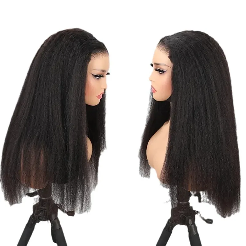 Red wig with lace front design, long straight hair with European and American personality, suitable for Christmas wear