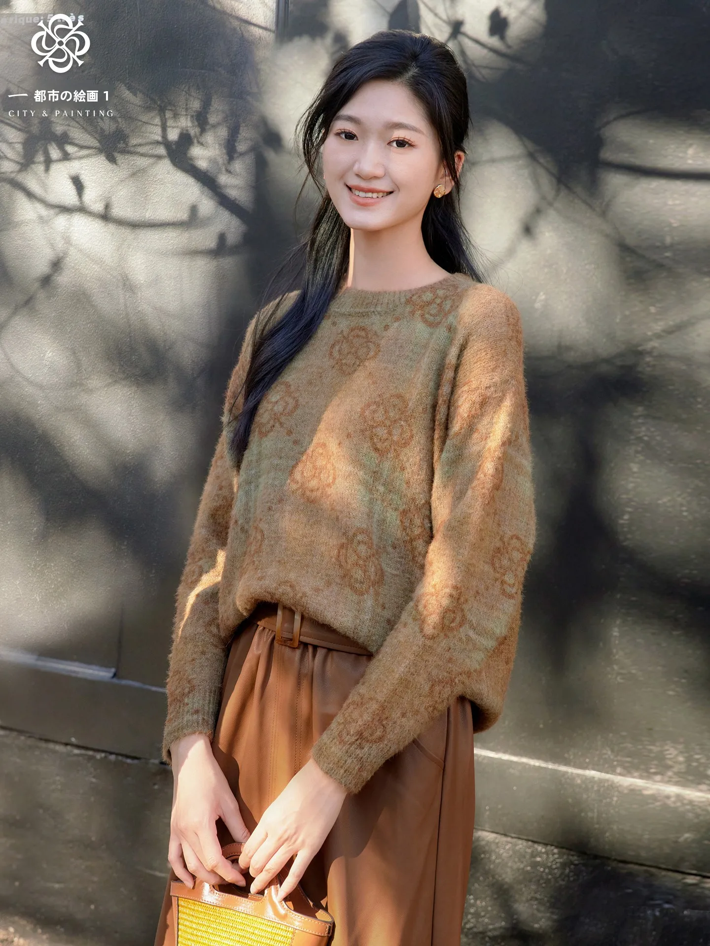 

Retro Style round Neck Short Sweater Women's All-Match Winter Fashionable Vintage Floral Patterned Knitted Long Sleeve Top